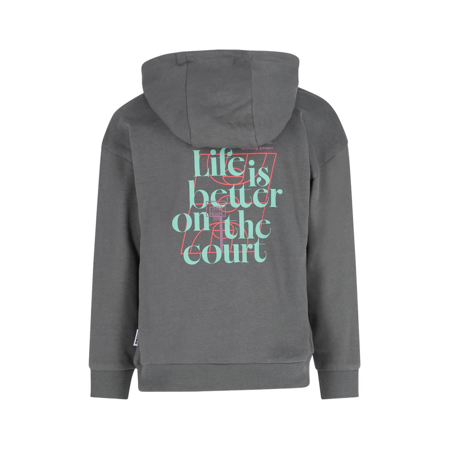 B.Nosy rechtvallende hoodie met backprint grijsgroen