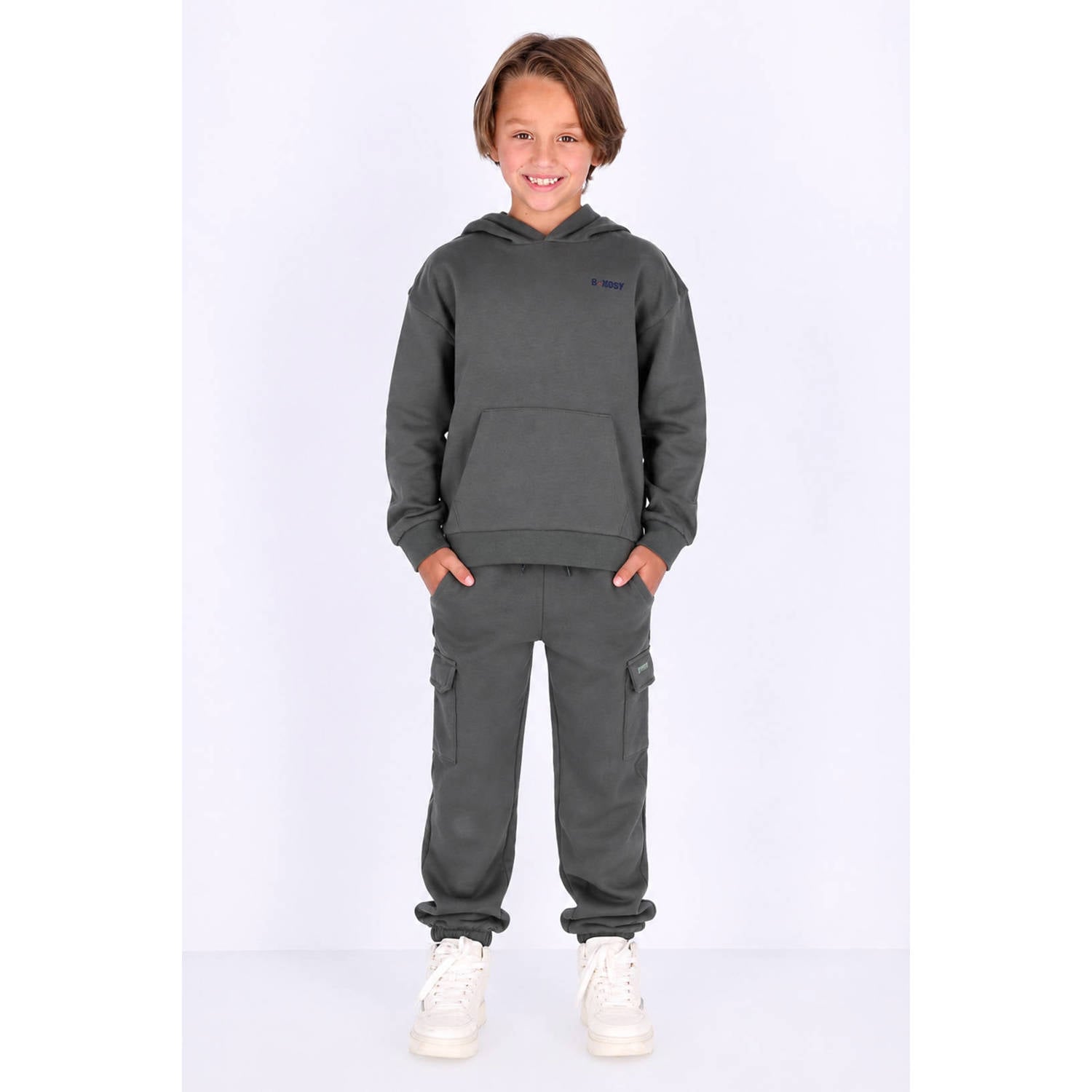 B.Nosy rechtvallende hoodie met backprint grijsgroen