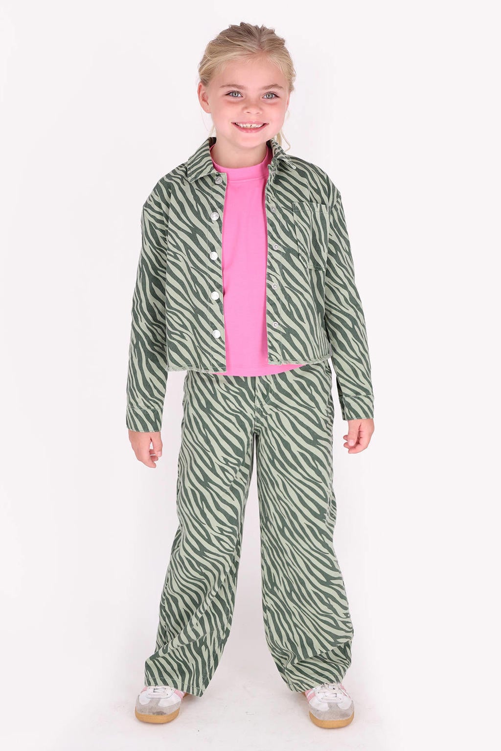 Roze meisjes B.Nosy boxy longsleeve van stretchkatoen met backprint, lange mouwen en ronde hals