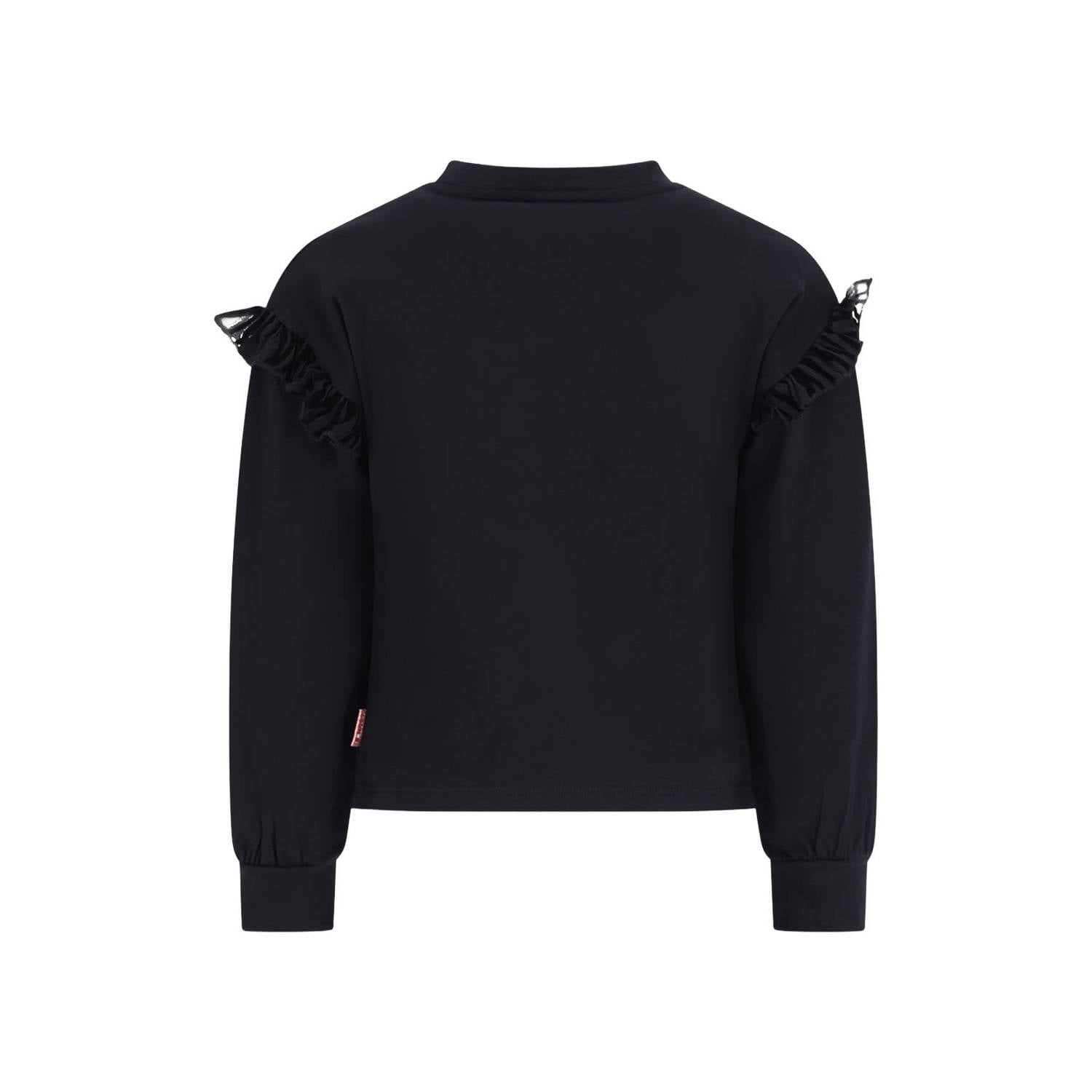 B.Nosy rechtvallende longsleeve met ruches zwart