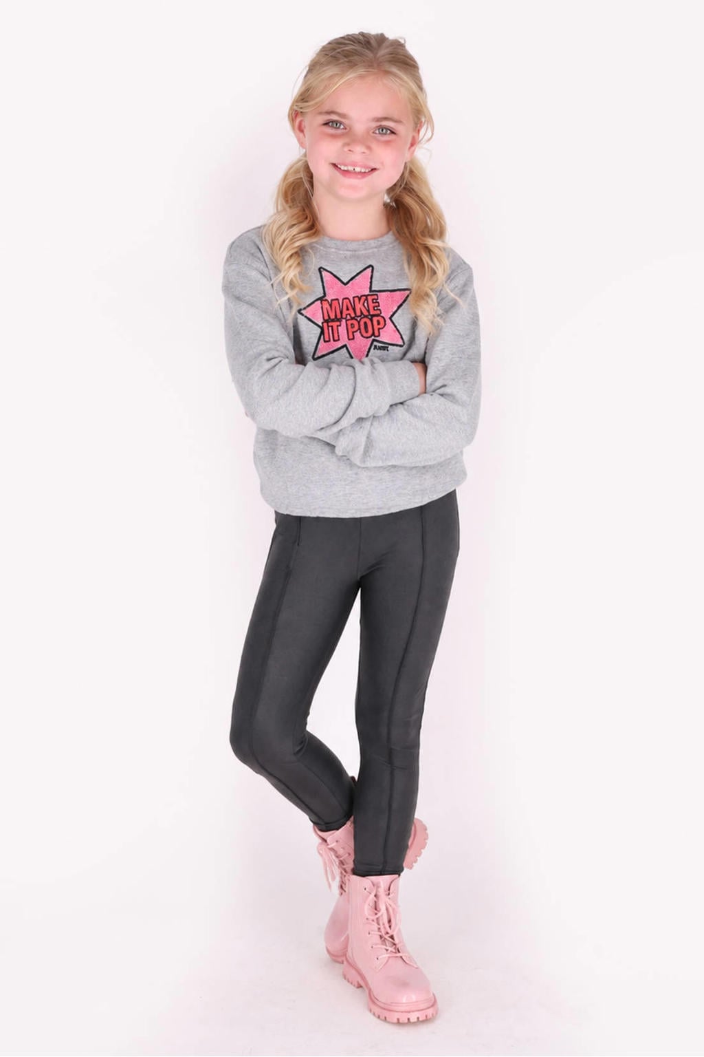 Zwarte meisjes B.Nosy super skinny legging met regular waist, elastische tailleband en effen