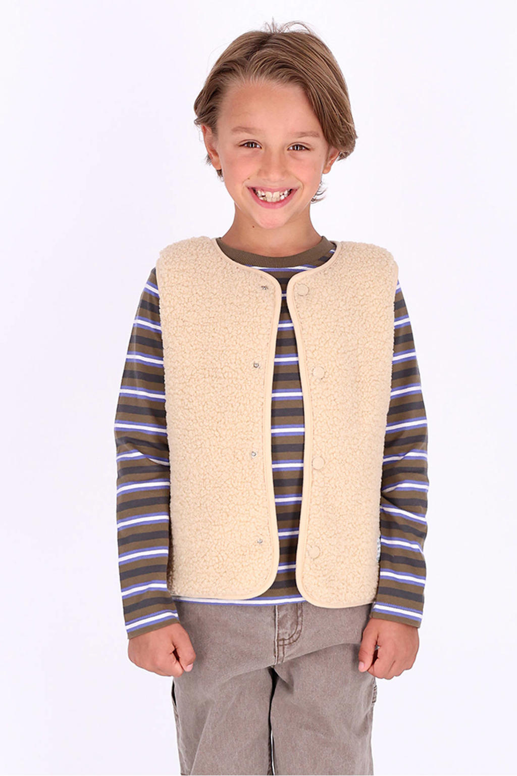 B.Nosy rechtvallend teddy gilet - beige
