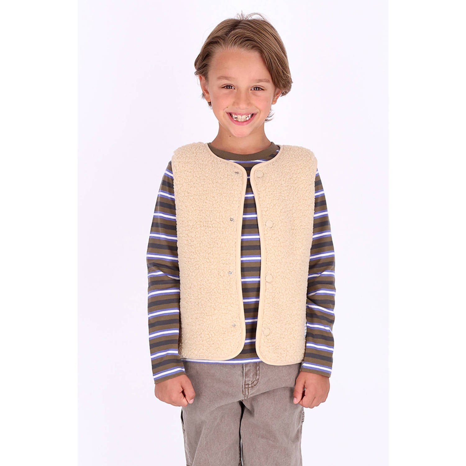 B.Nosy rechtvallend teddy gilet beige