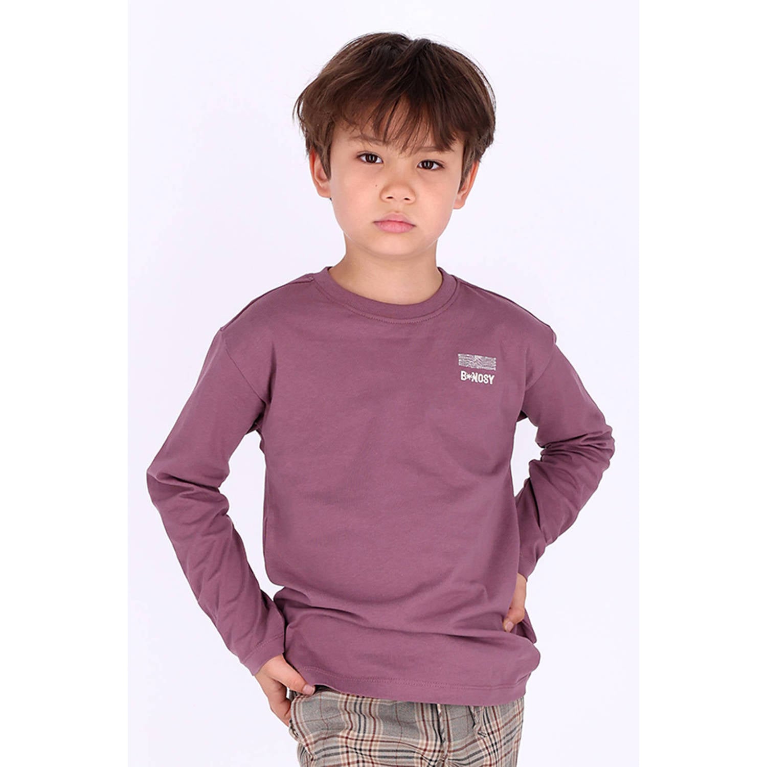 B.Nosy rechtvallende longsleeve met backprint paars