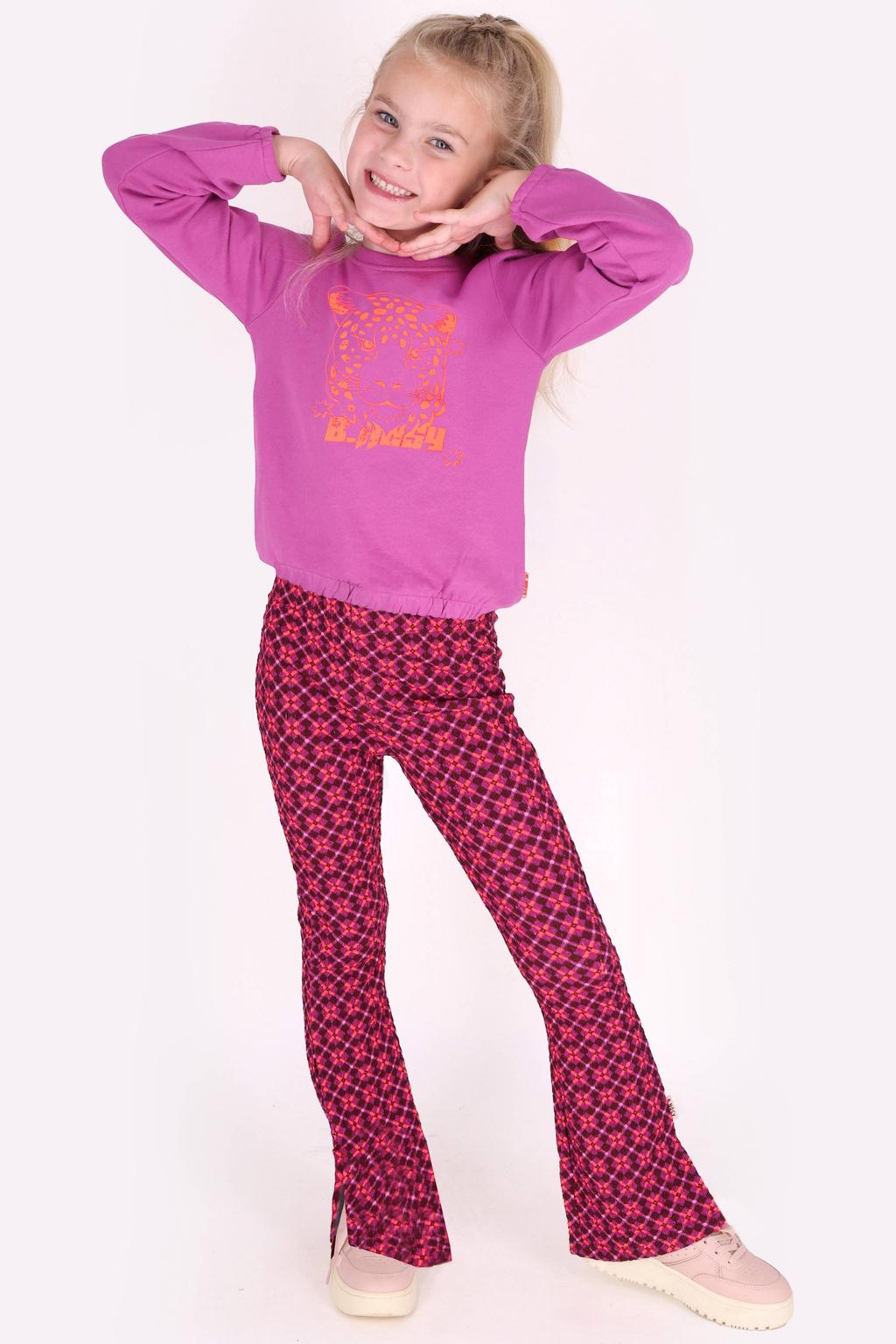 Roze en paarse meisjes B.Nosy flared broek van polyester met regular waist en elastische tailleband
