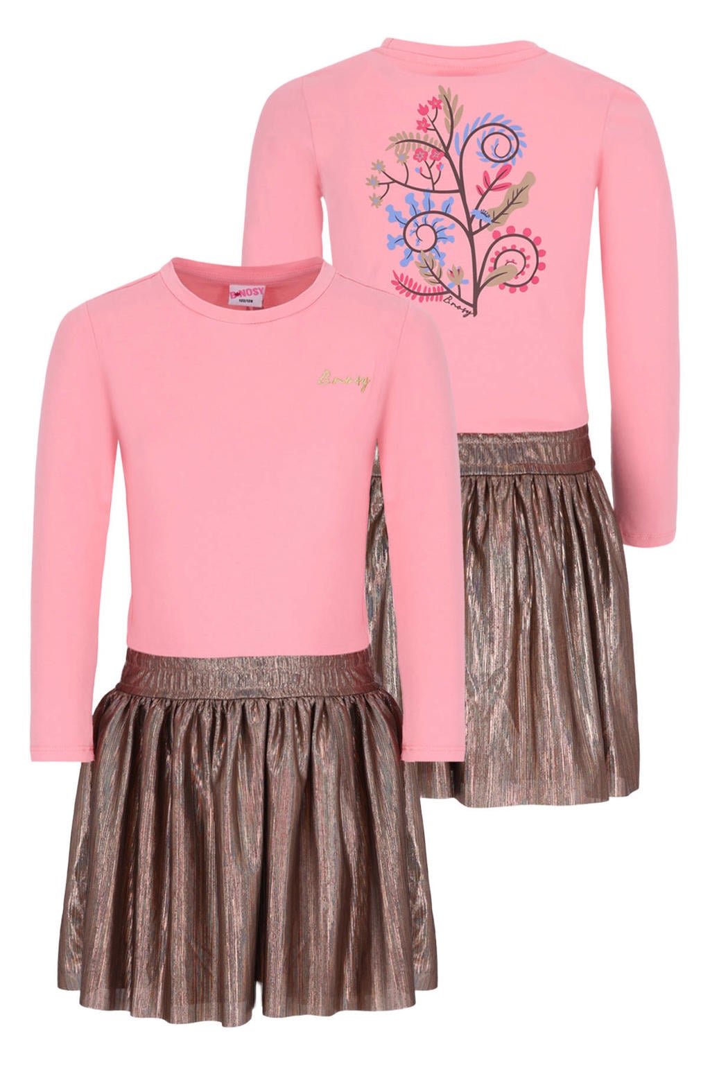 B.Nosy midi jurk met glitters en backprint - roze
