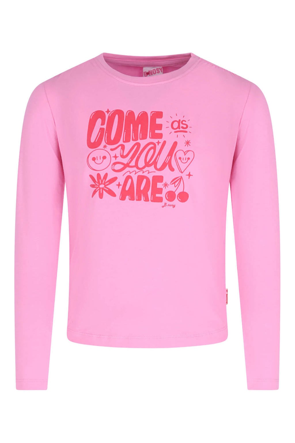 Roze meisjes B.Nosy aansluitende longsleeve van stretchkatoen met printopdruk, lange mouwen en ronde hals