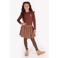 B.Nosy midi jurk met ruches en panterprint - bruin