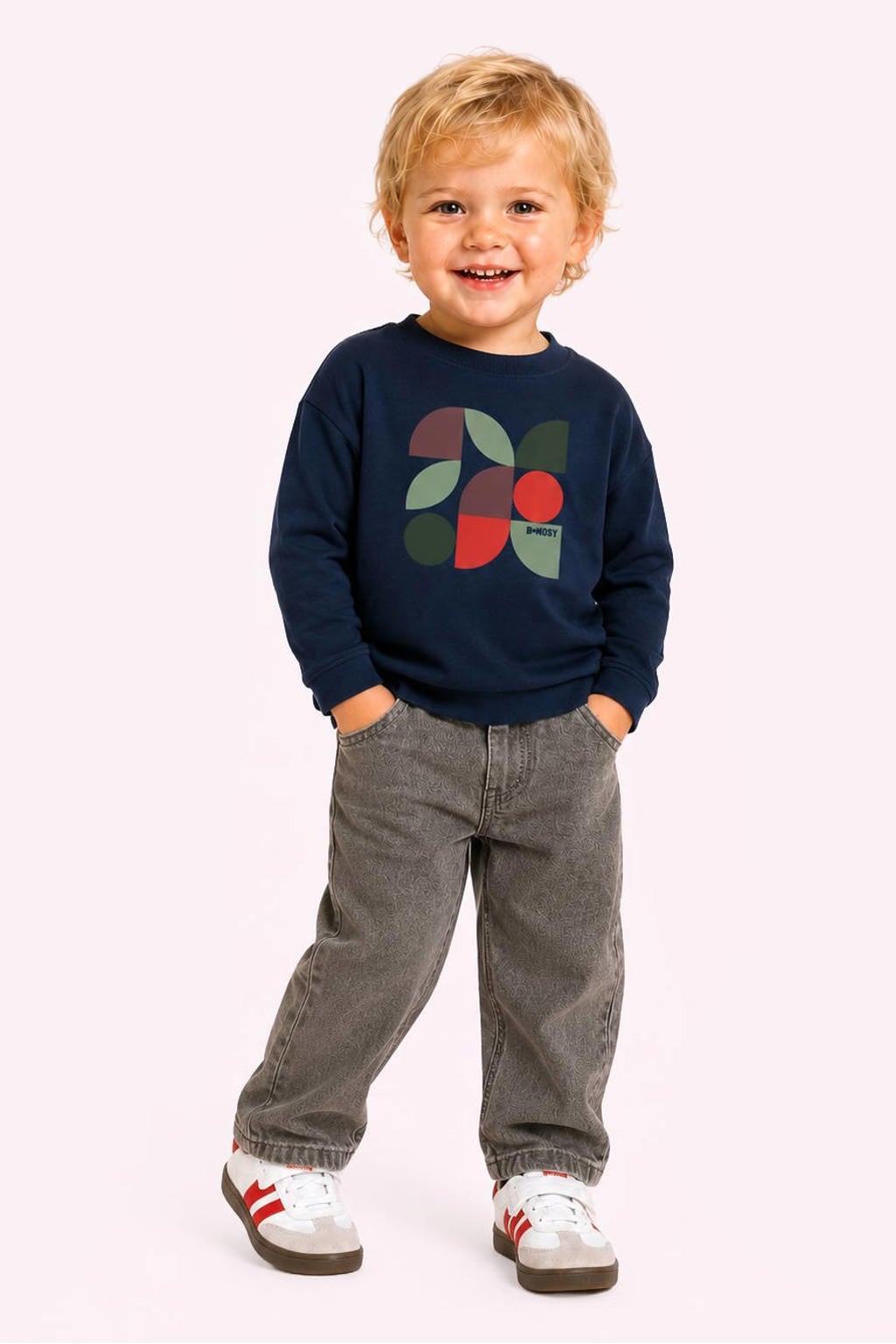 B.Nosy aansluitende longsleeve met print - donkerblauw