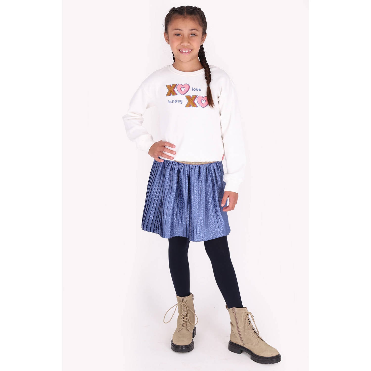B.Nosy korte plissé rok met print blauw