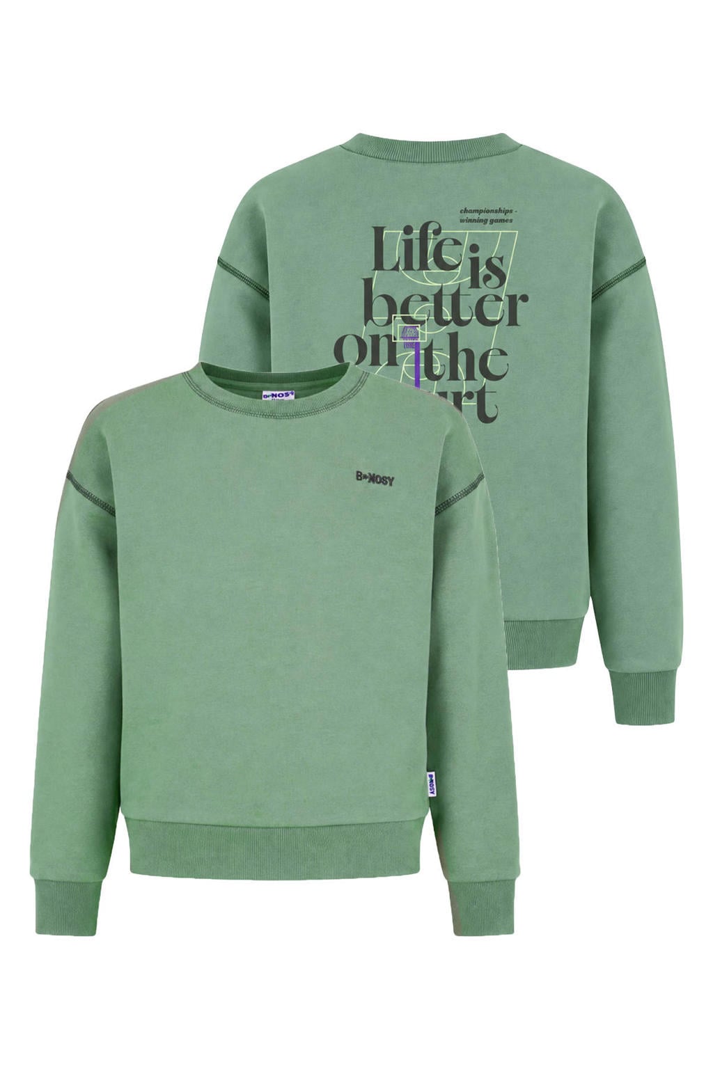B.Nosy rechtvallende sweater met backprint - groen