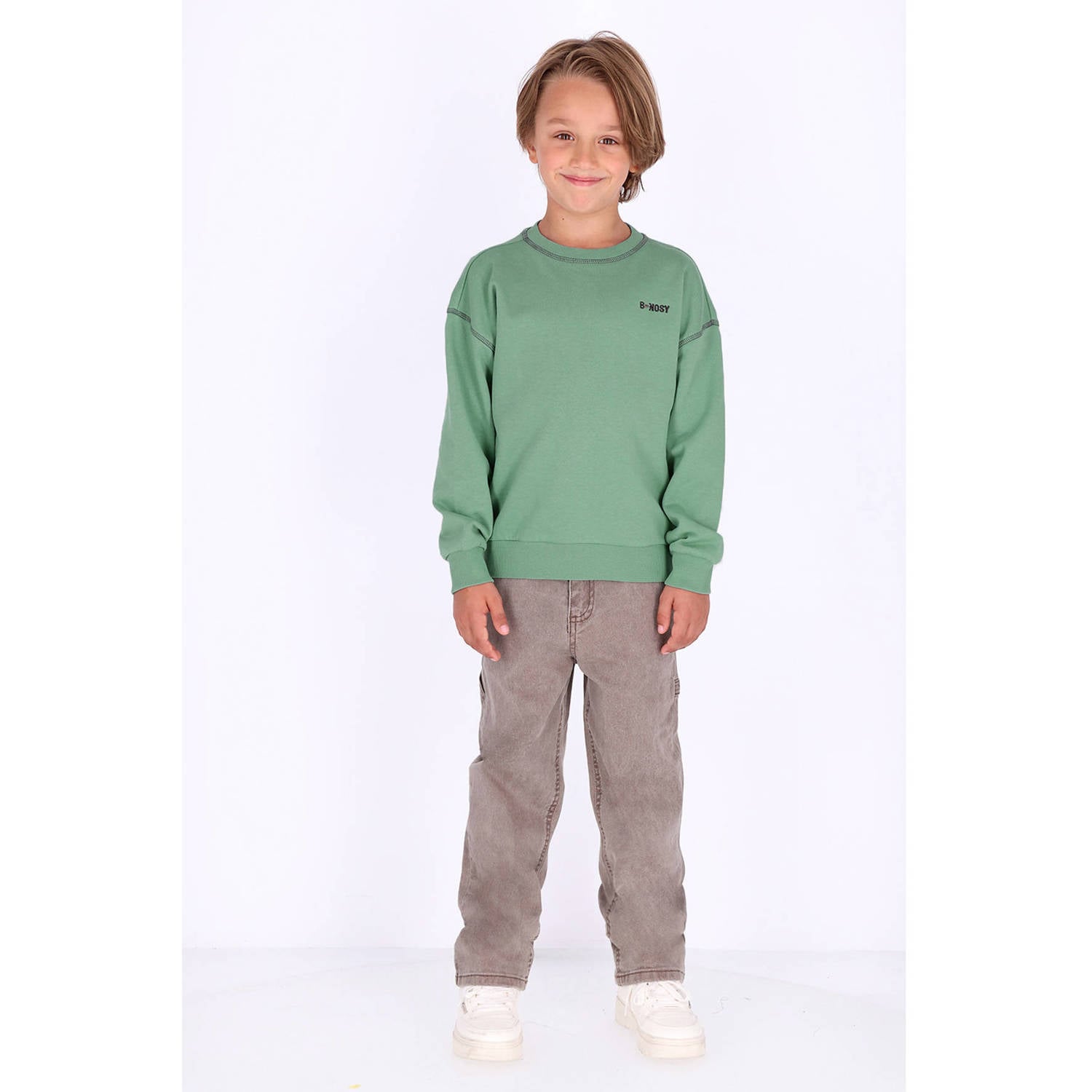 B.Nosy rechtvallende sweater met backprint groen