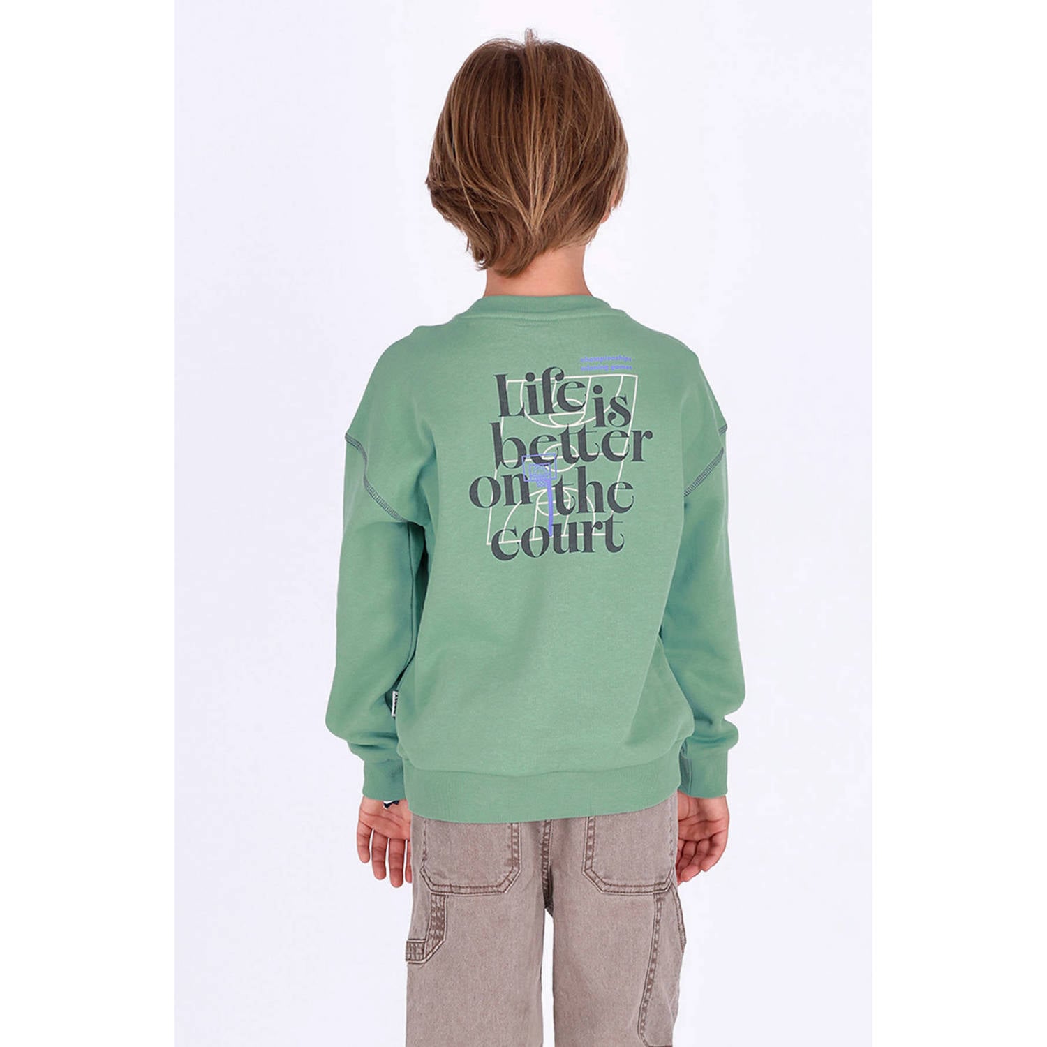 B.Nosy rechtvallende sweater met backprint groen