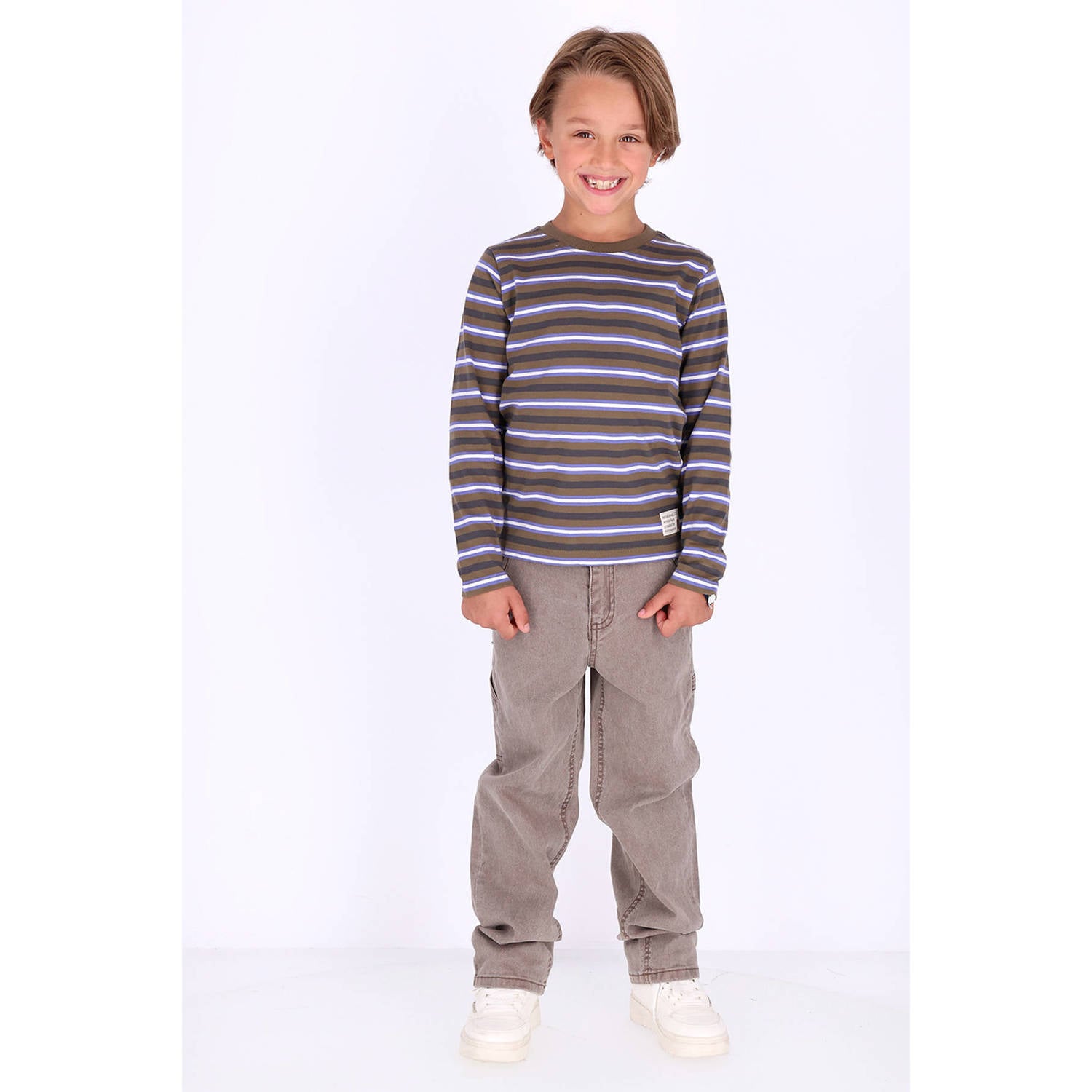 B.Nosy straight leg casual broek grijsbruin