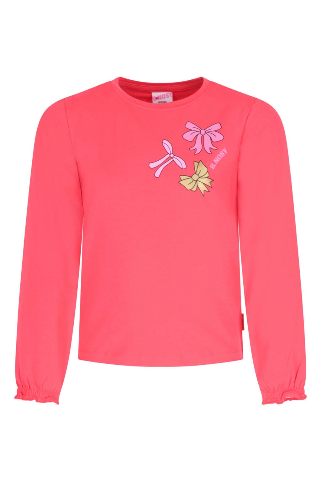 Rode meisjes B.Nosy rechtvallende longsleeve van stretchkatoen met printopdruk, lange mouwen, ronde hals en golvende afwerking