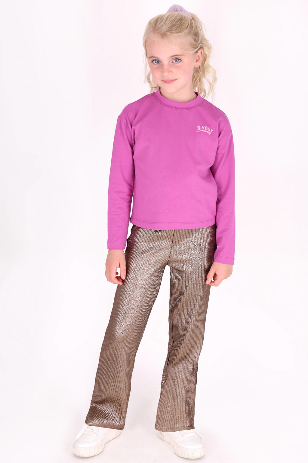 B.Nosy aansluitende longsleeve met backprint - paars