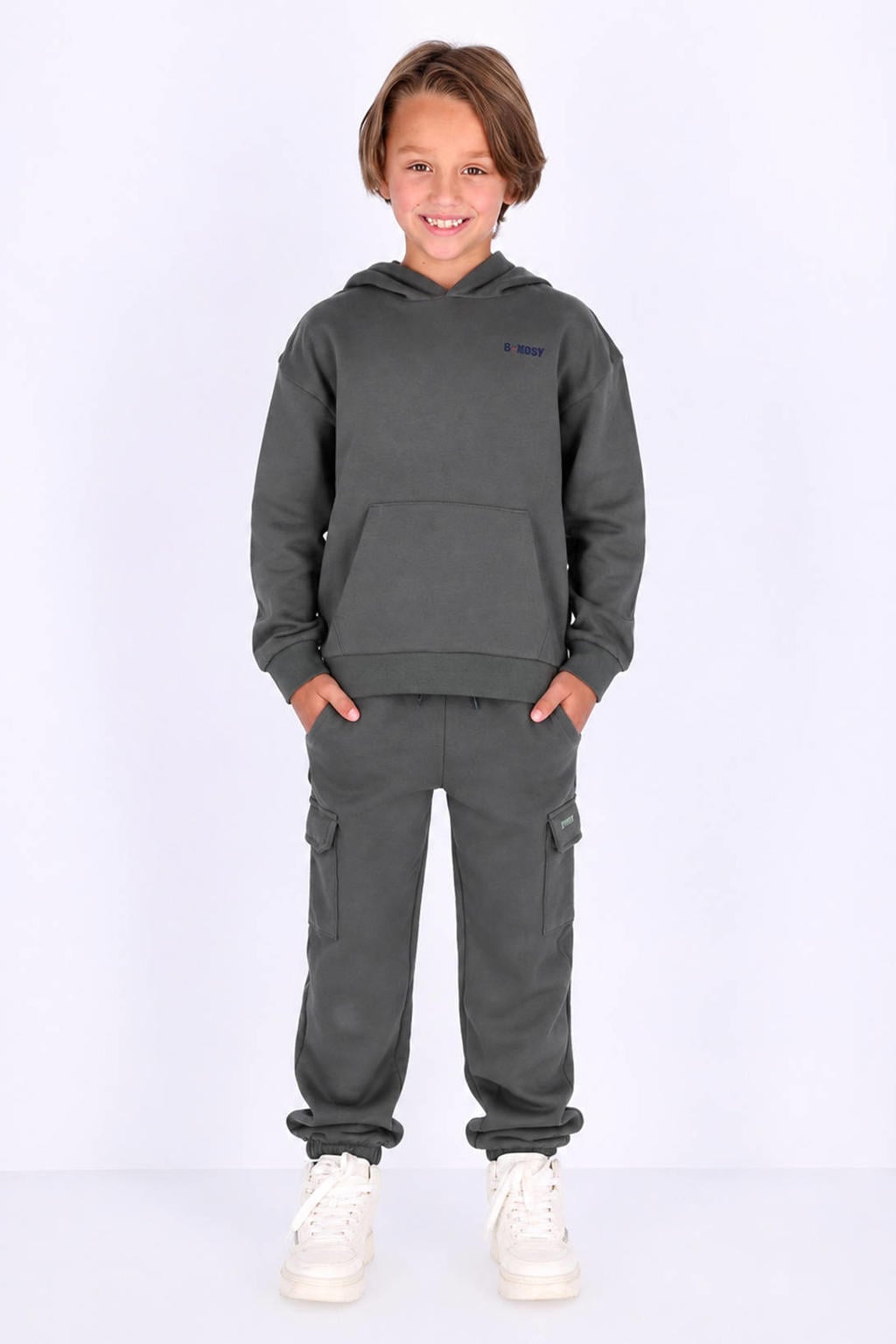 B.Nosy junior tapered cargobroek - grijsgroen