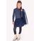 B.Nosy rechtvallende longsleeve met ruches en print - donkerblauw