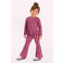 B.Nosy aansluitende gestreepte longsleeve met ruches - paars/koraalrood/bruin