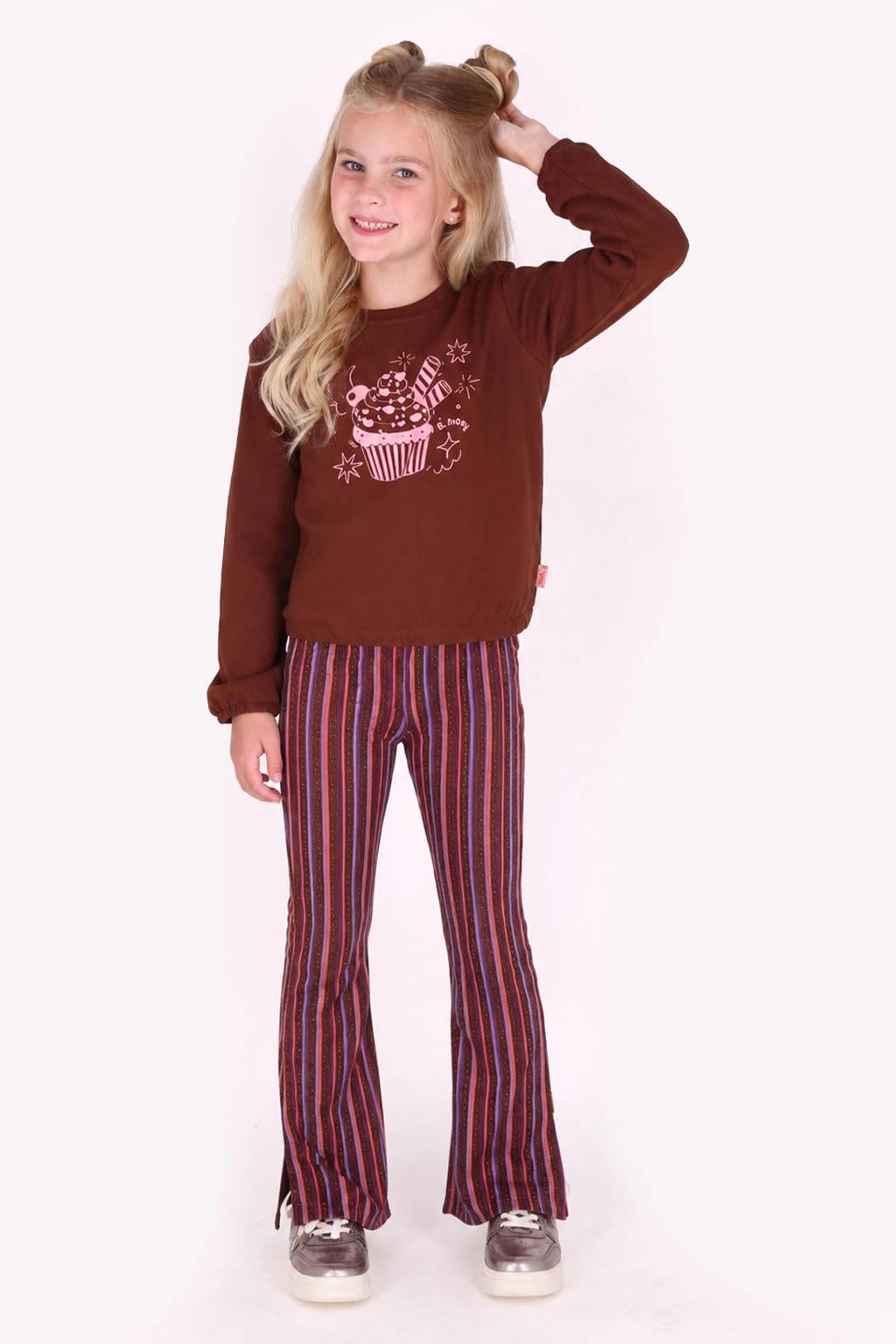 B.Nosy rechtvallende sweater met print - bruin