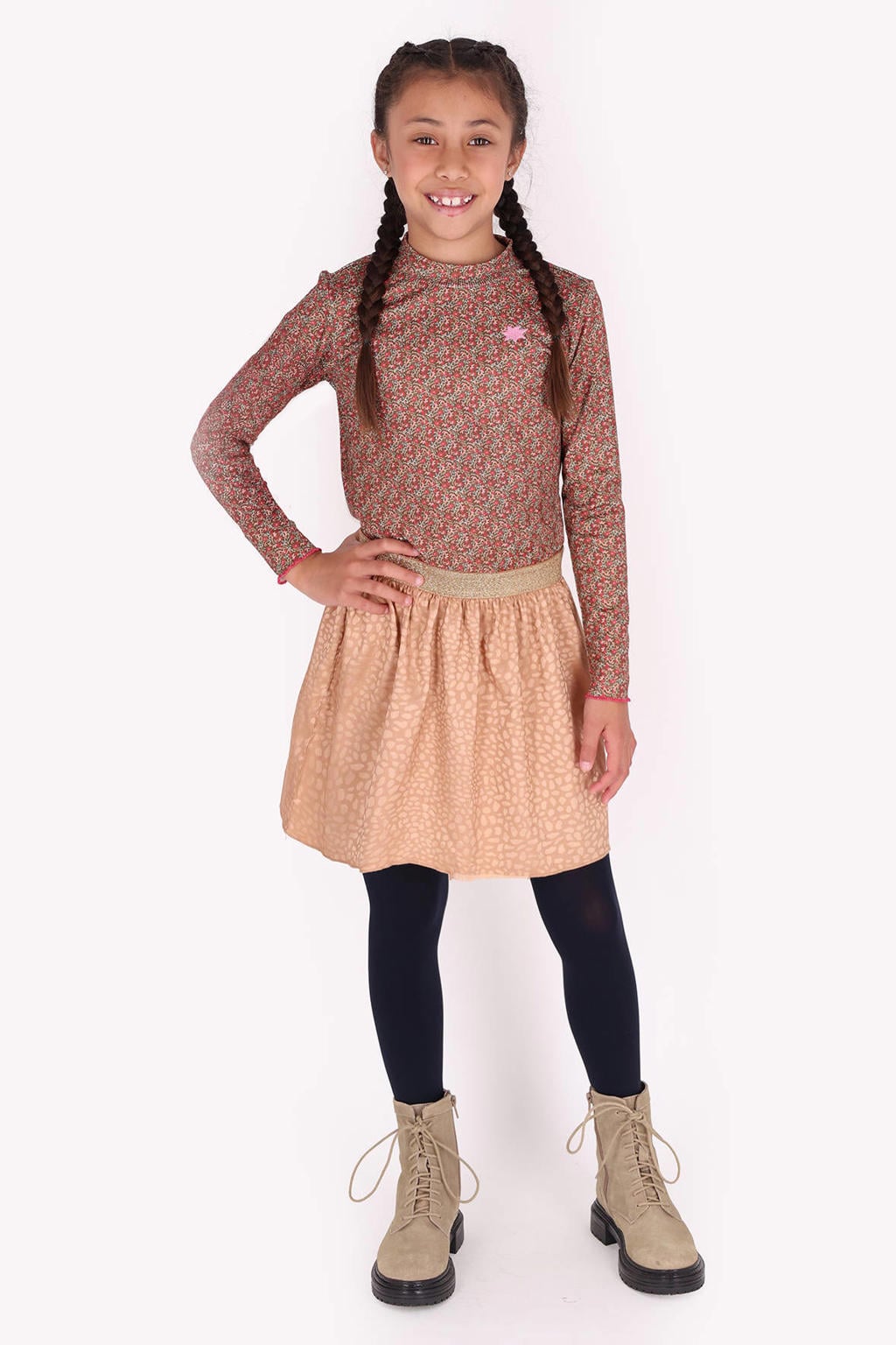B.Nosy midi jurk met print - bruin