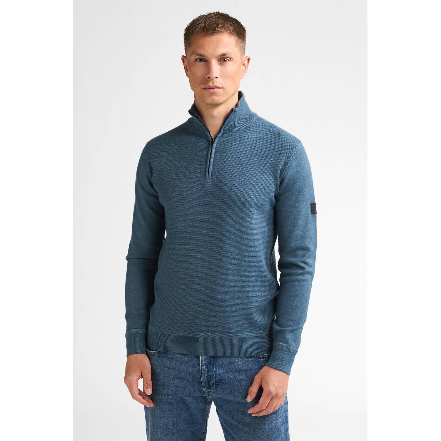 Petrol Industries regular fit gebreide trui blauw