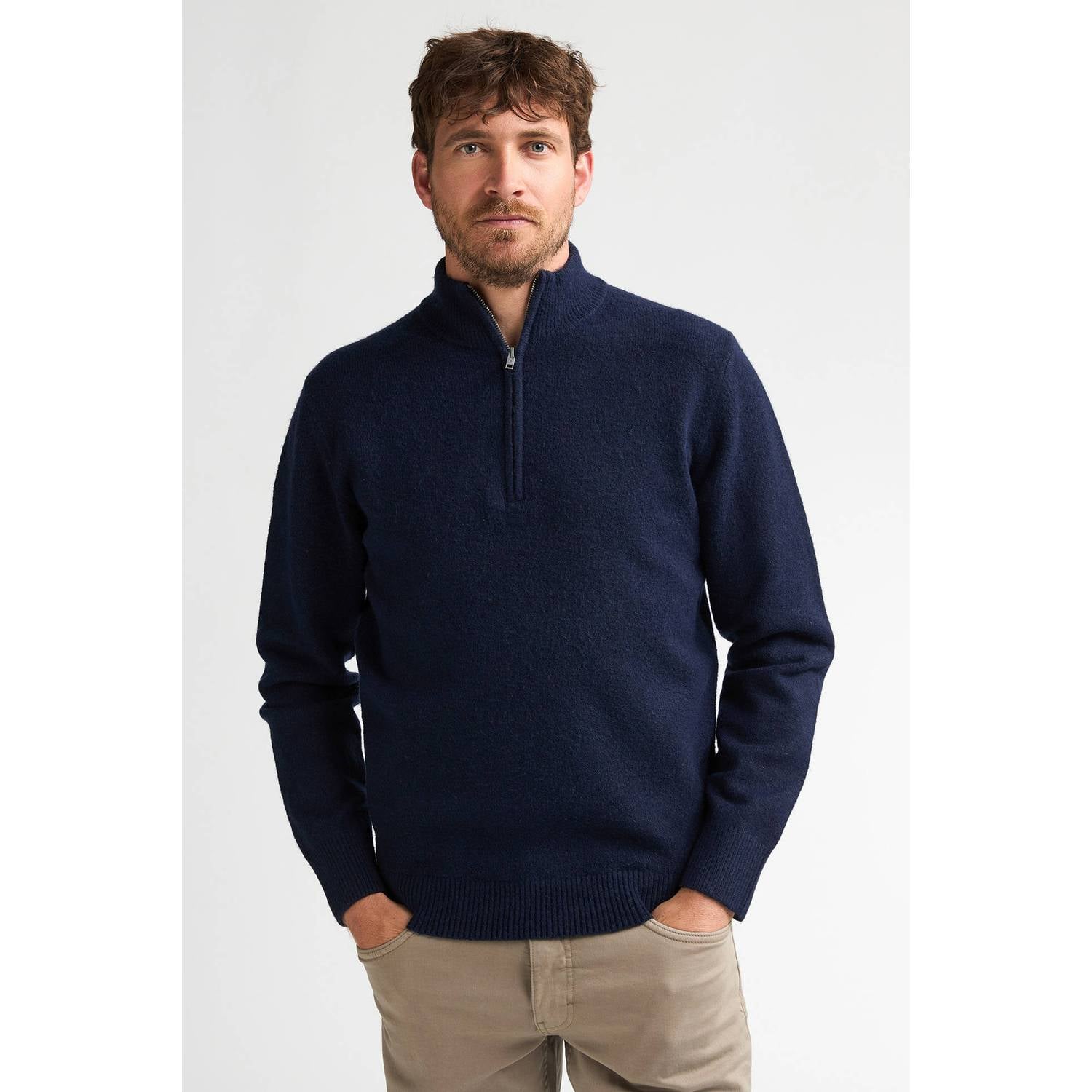Petrol Industries regular fit gebreide trui marineblauw