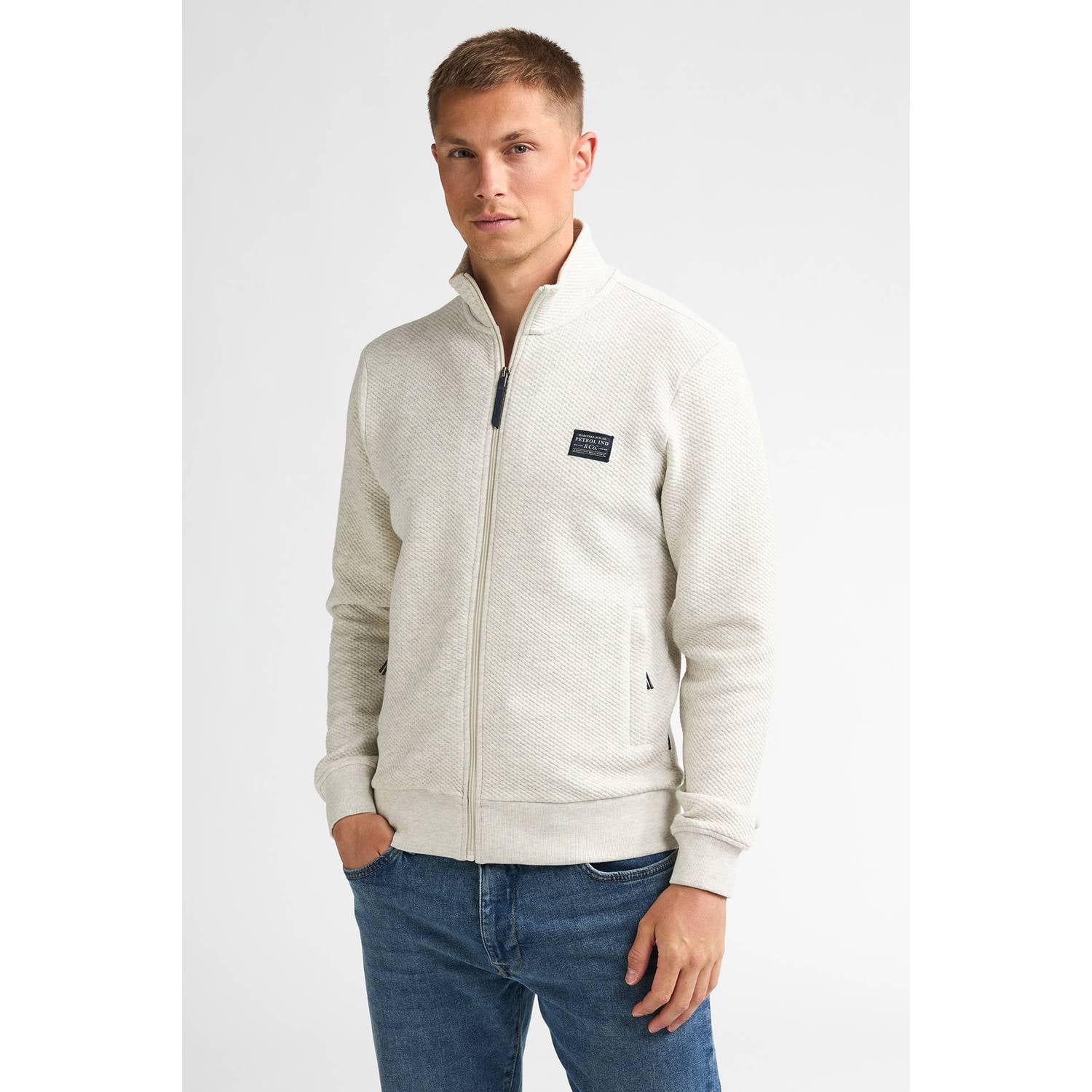 Petrol Industries gemêleerd sweatvest wit