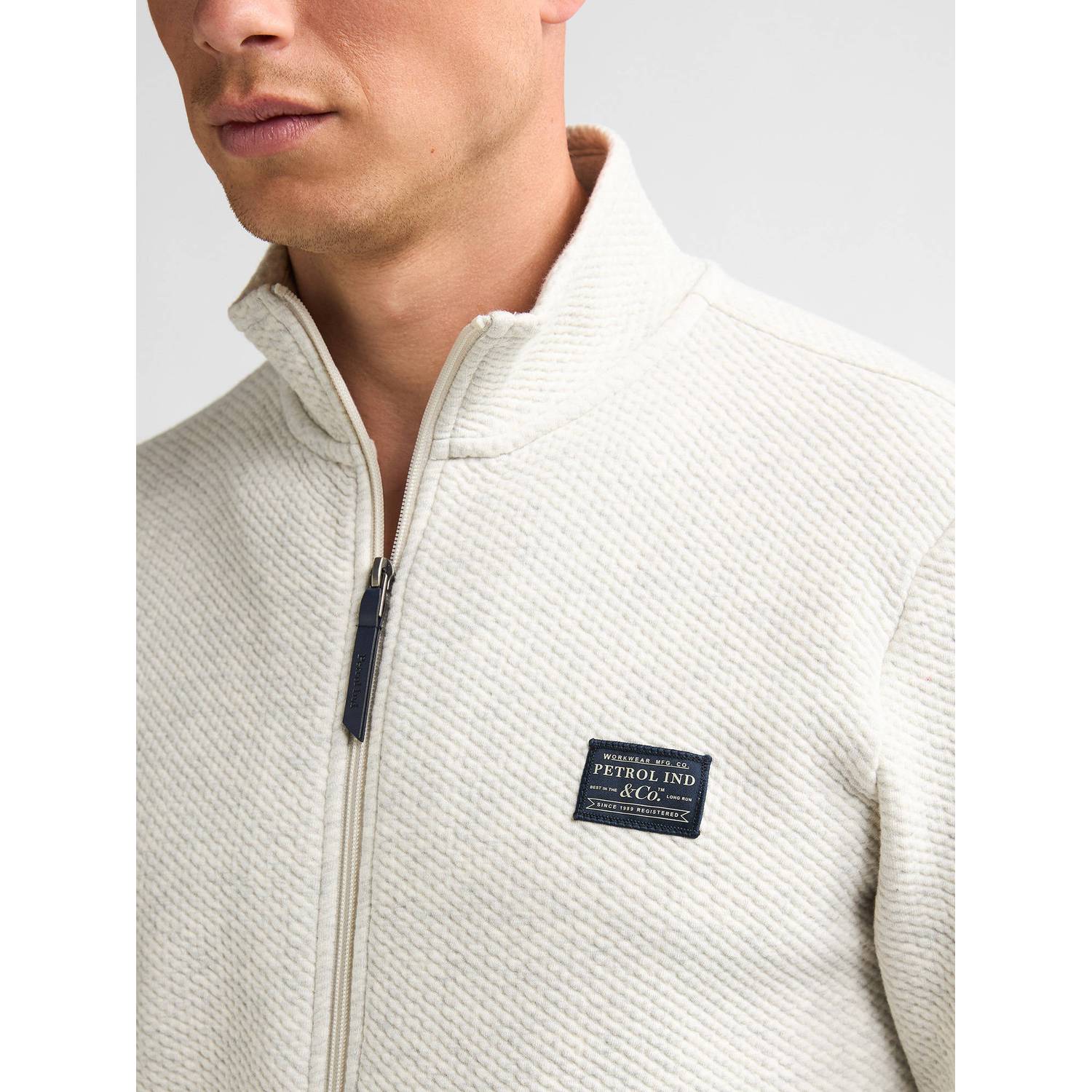 Petrol Industries gemêleerd sweatvest wit
