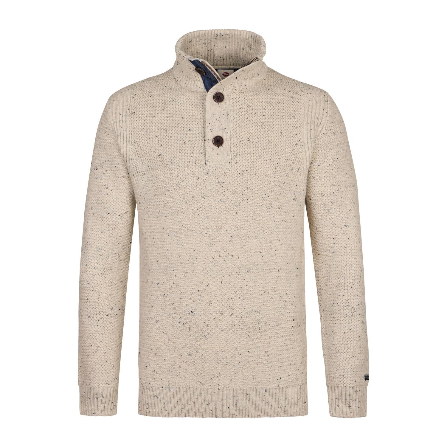 Petrol Industries regular fit gemêleerde gebreide trui beige