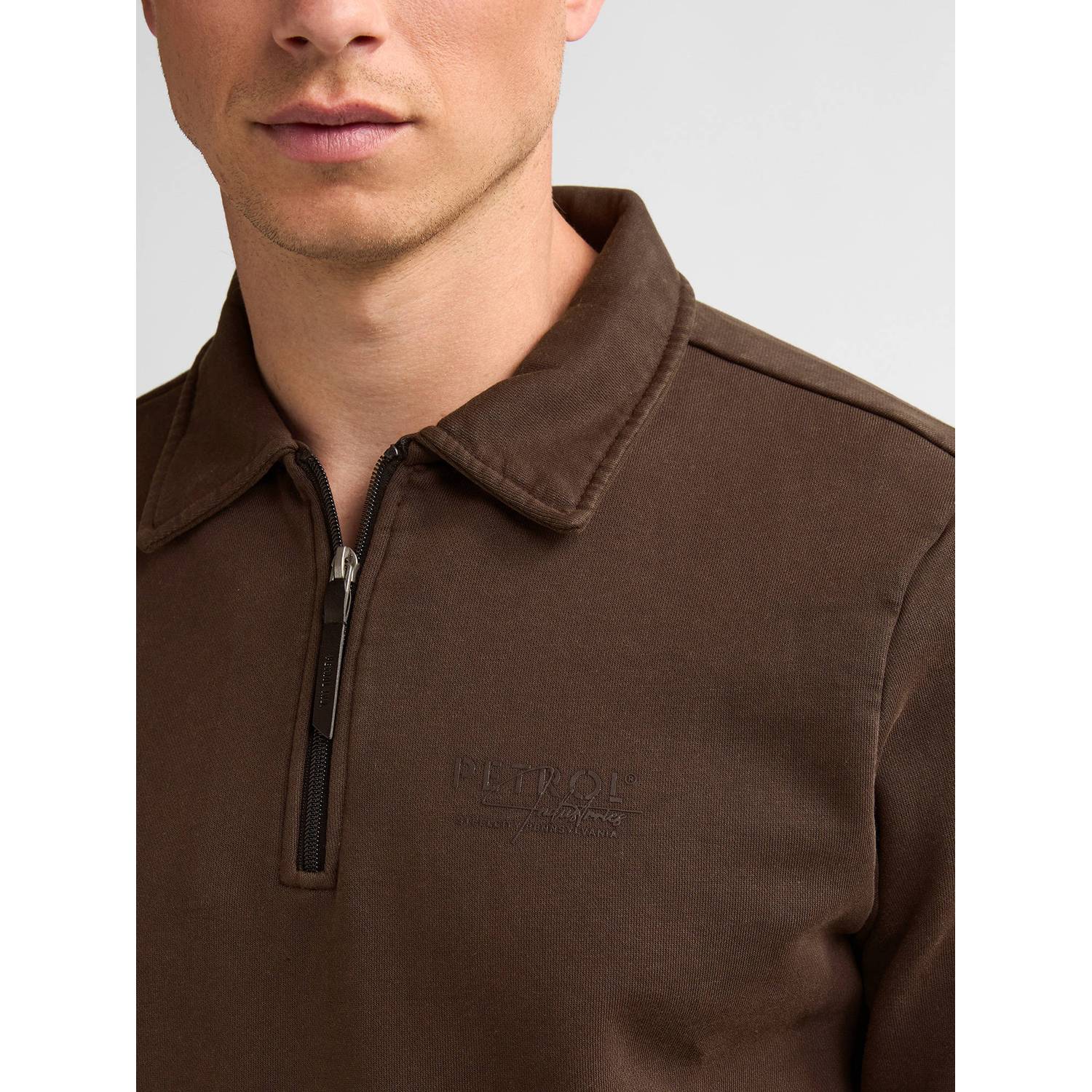 Petrol Industries regular fit sweater met logo bruin