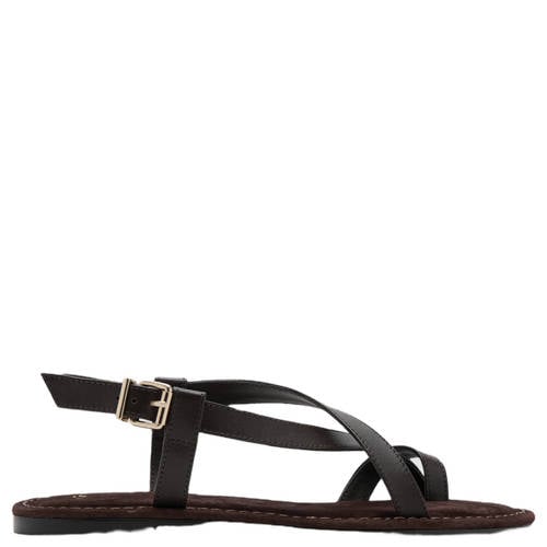 Mango leren sandalen donkerbruin