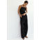 Mango wide leg broek met linnen - zwart
