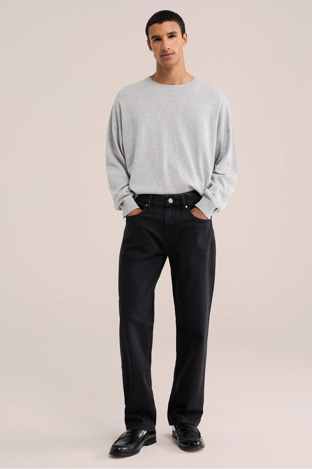 WE Fashion straight leg regular fit jeans - black denim