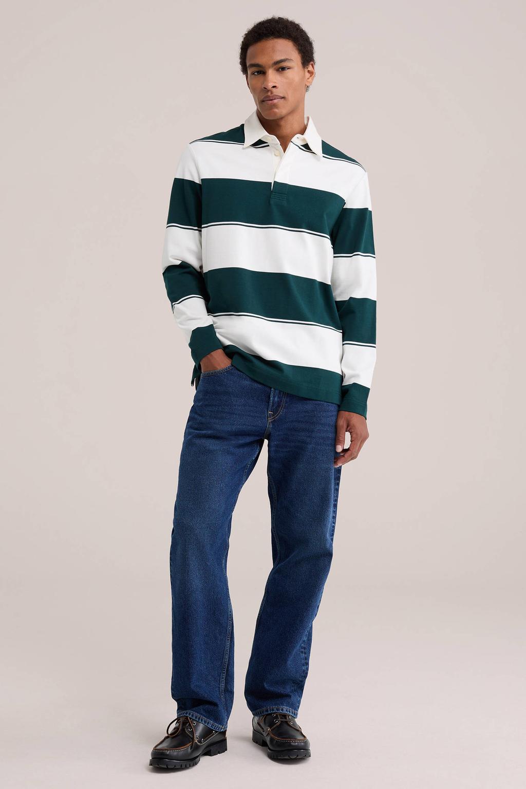 WE Fashion oversized gestreepte polo - groen