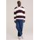 WE Fashion regular fit gebreide gestreepte trui - donkerrood