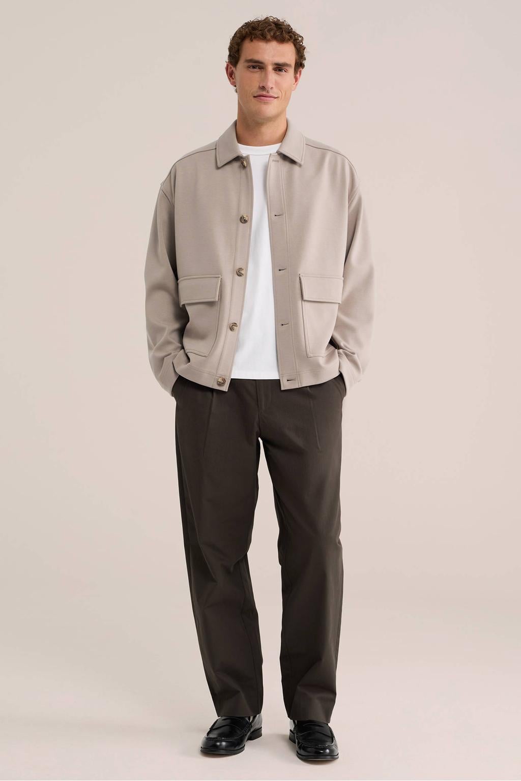 WE Fashion regular fit overshirt - beige