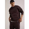 WE Fashion relaxed fit sweater met borduursels - donkerbruin