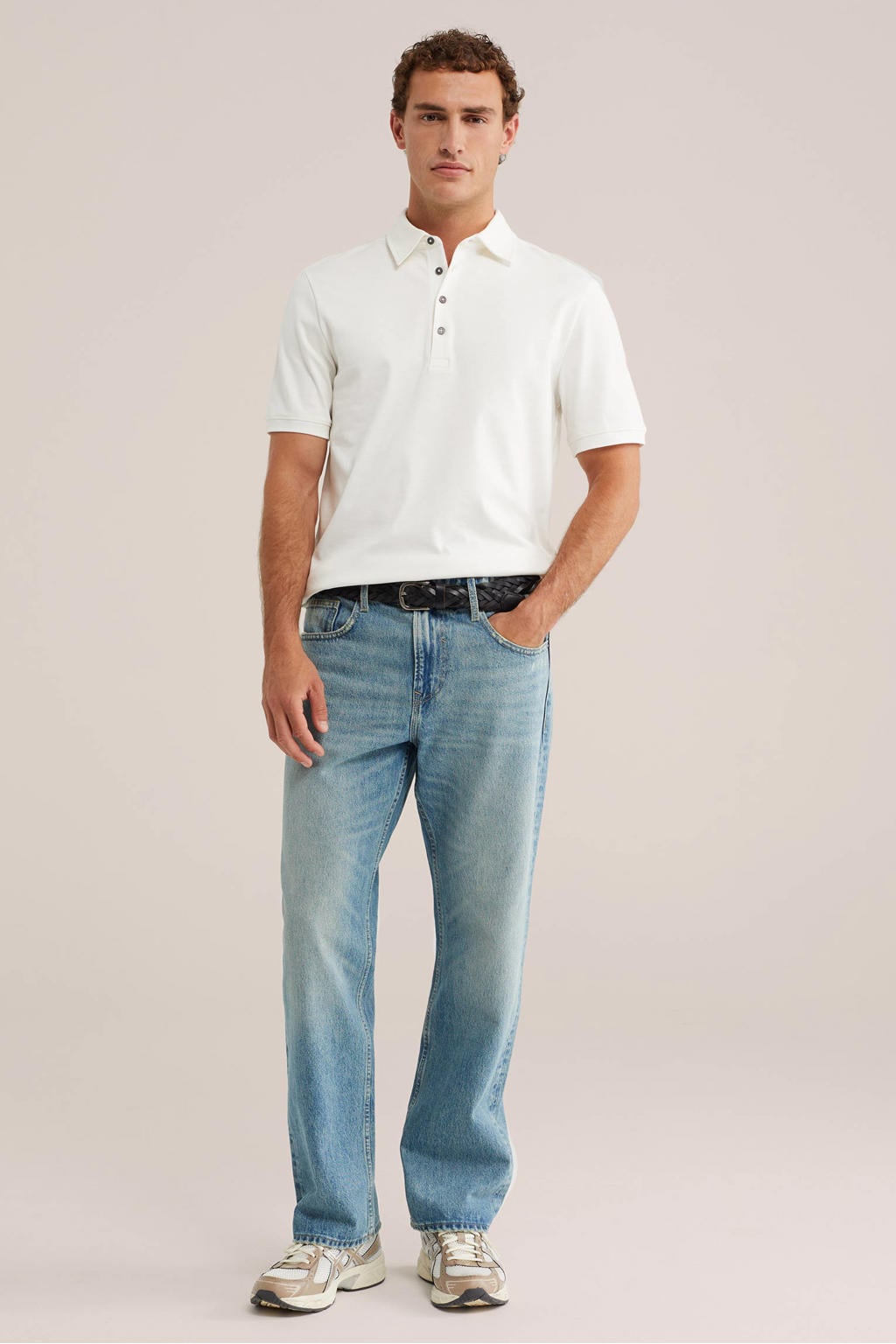 WE Fashion regular fit polo - ecru