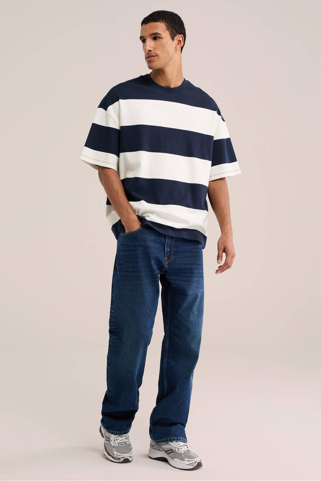 WE Fashion Blue Ridge relaxed fit straight leg jeans - donkerblauw