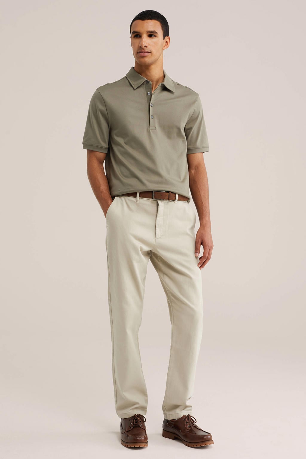 WE Fashion regular fit polo - olijfgroen