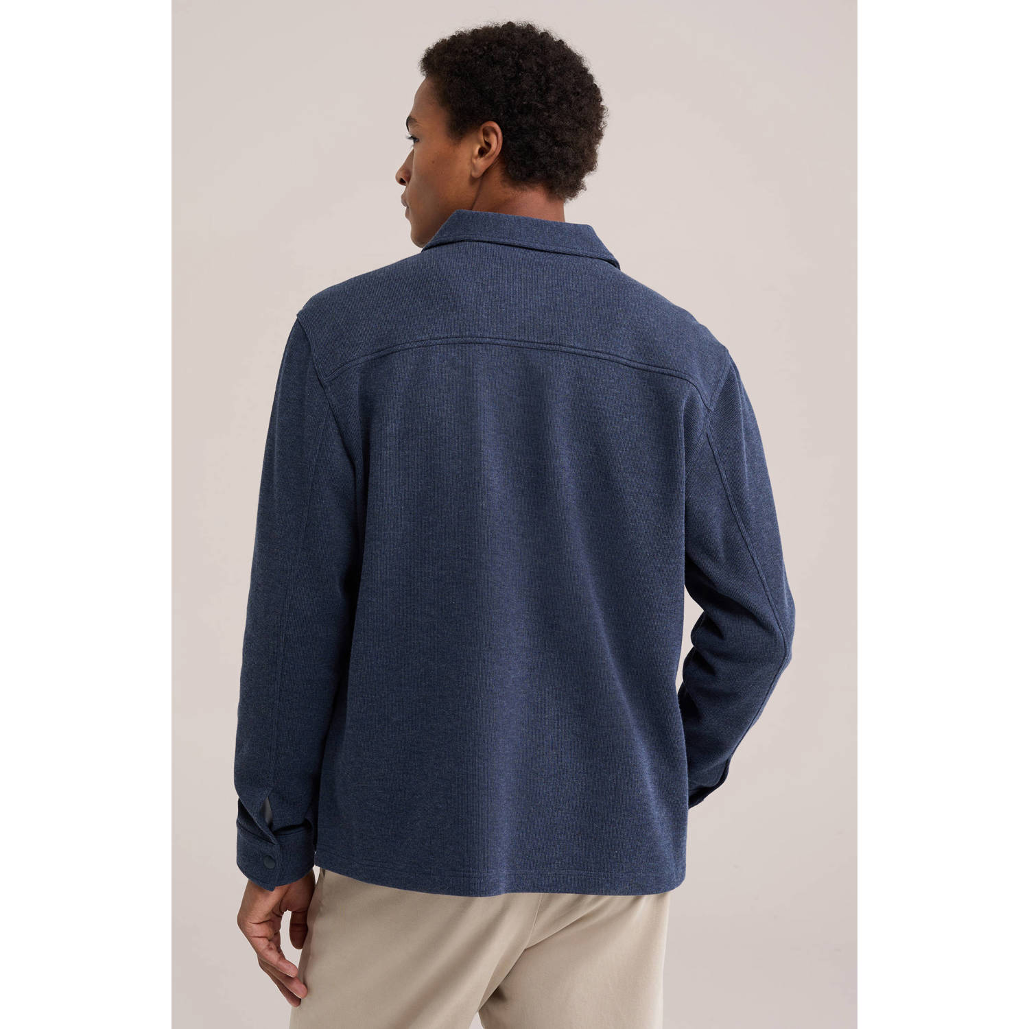WE Fashion regular fit gemêleerd overshirt blauw