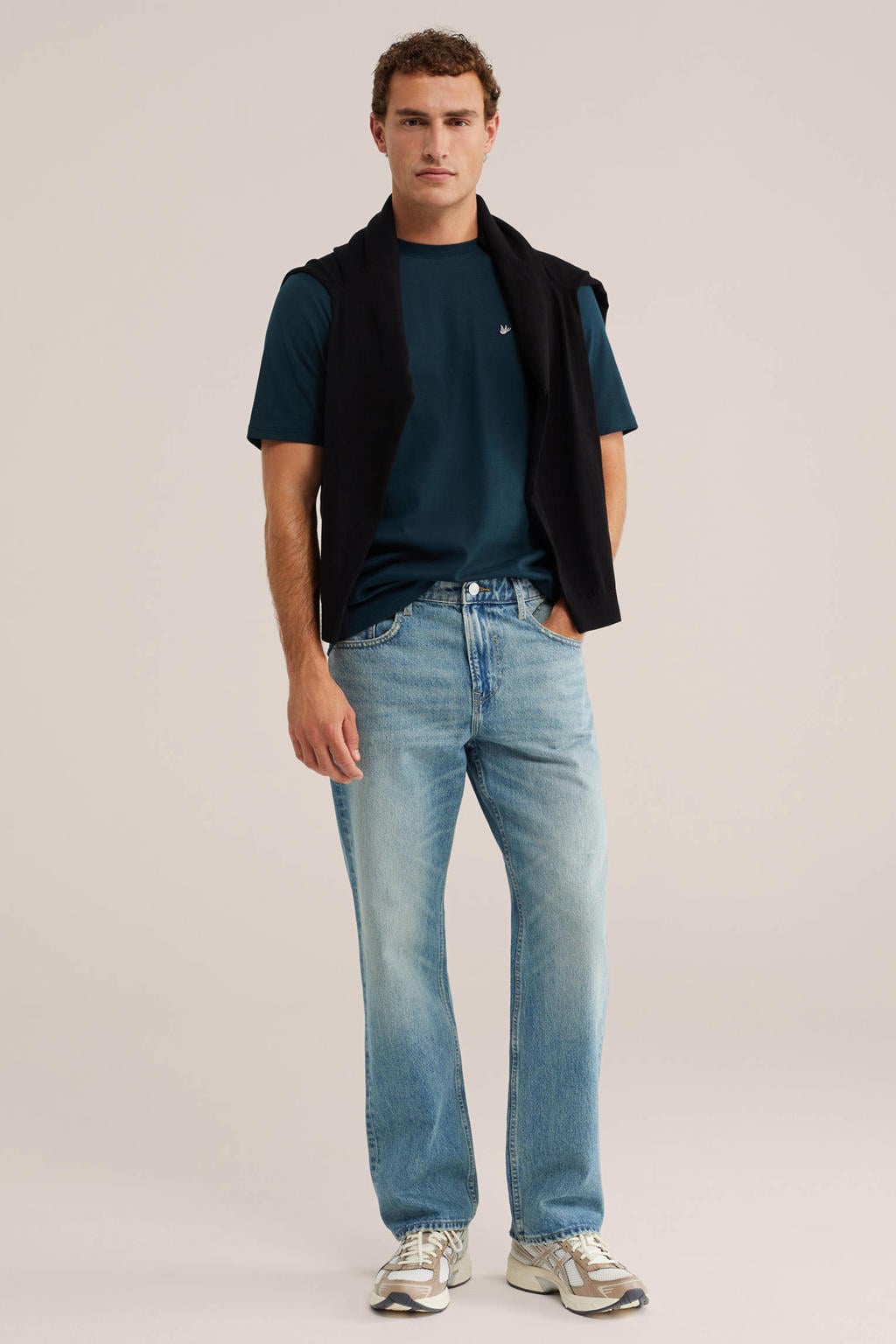 WE Fashion regular fit T-shirt - blauwgroen
