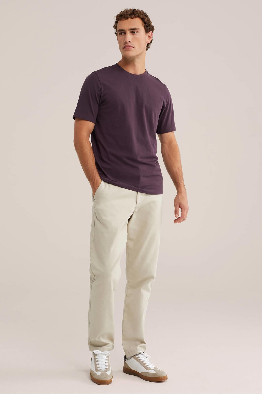 WE Fashion regular fit T-shirt - donkerpaars