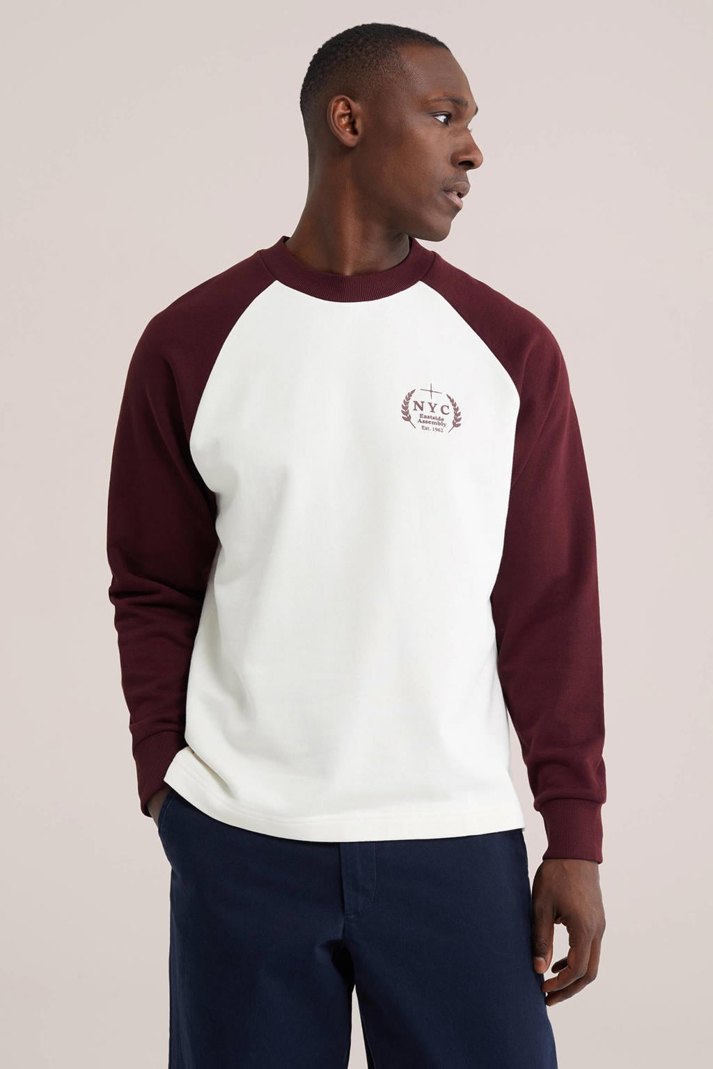 WE Fashion oversized gestreepte sweater - eggshell