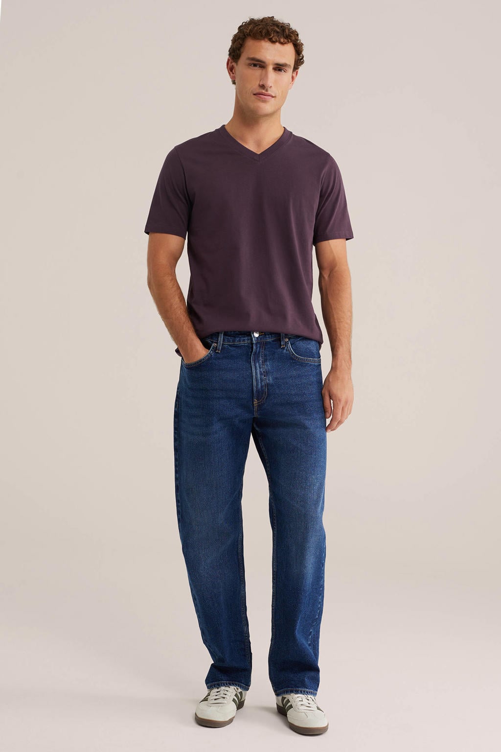 WE Fashion regular fit T-shirt - donkerpaars