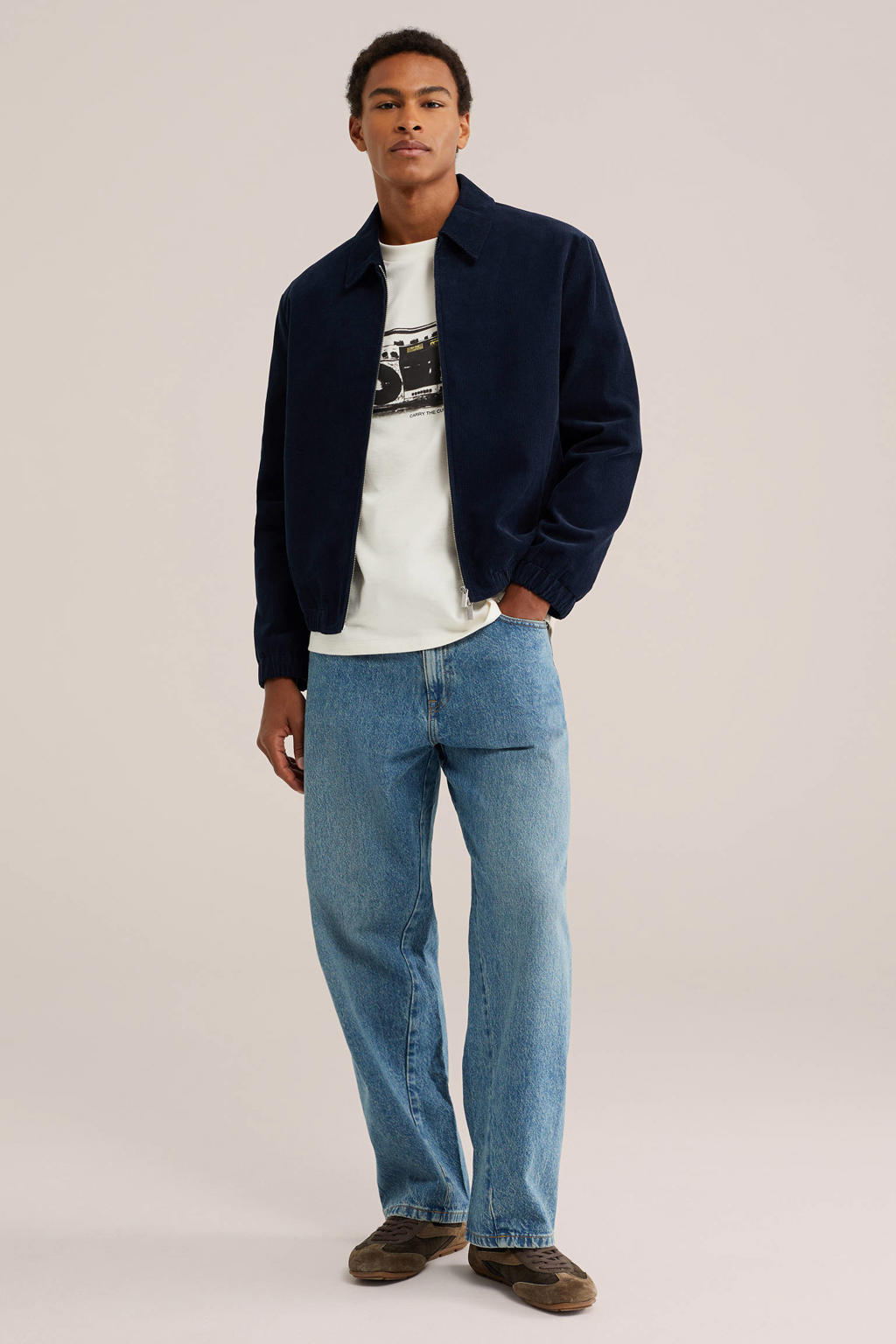 WE Fashion corduroy bomberjack - donkerblauw