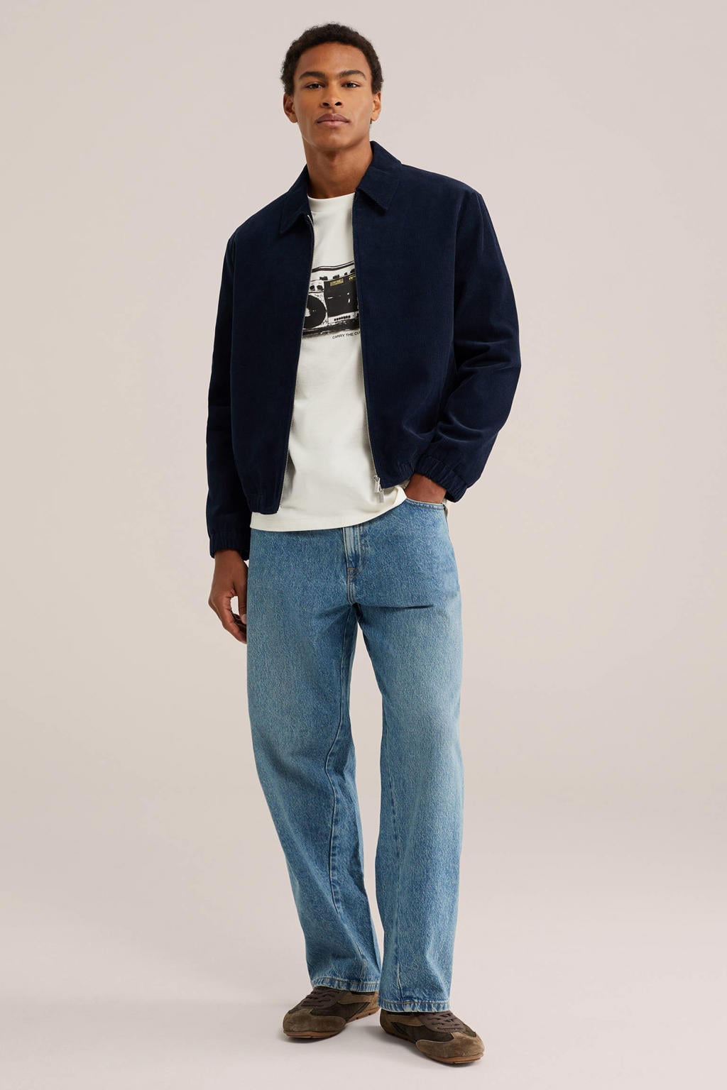 WE Fashion corduroy bomberjack - donkerblauw