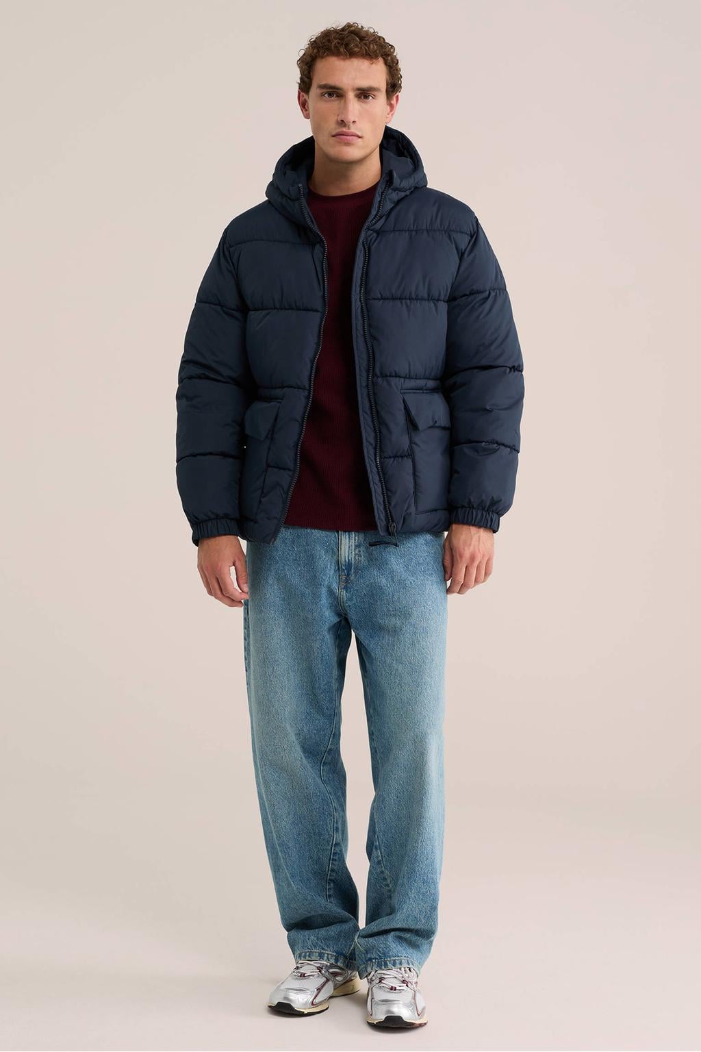 WE Fashion pufferjas - donkerblauw