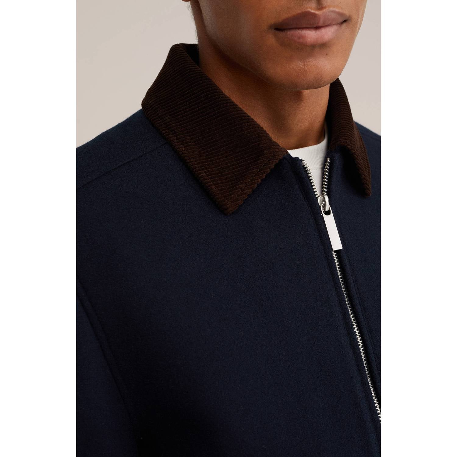 WE Fashion fleece tussenjas met corduroy details heavy blue